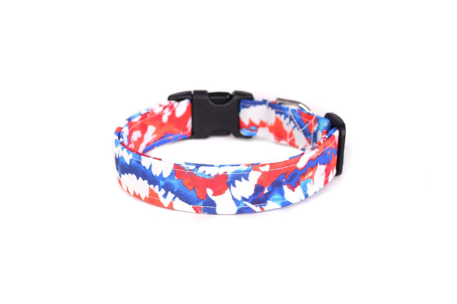 Red White & Blue Patriotic Plaid Dog Collar