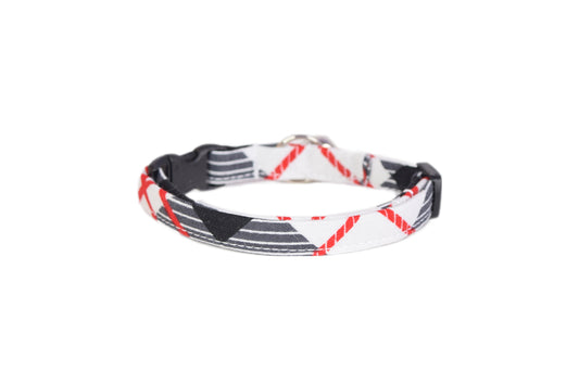 Red, Black, White & Gray Plaid Breakaway Cat Collar - Handmade by Kira's Pet Shop