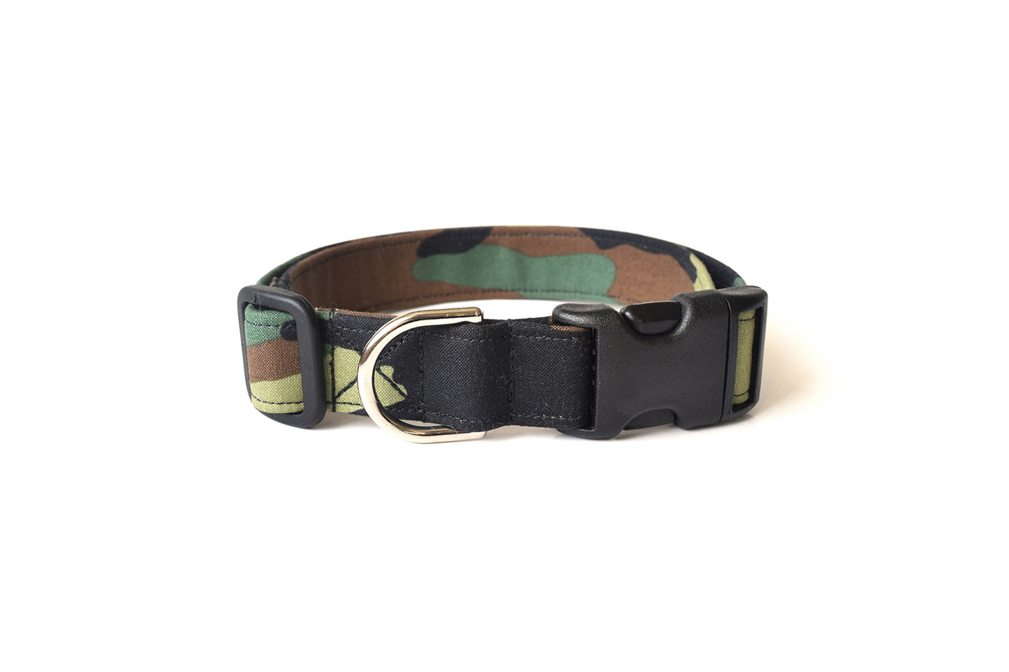 Green, Brown & Black Woodland Camouflage Dog Collar - Handmade by Kira's Pet Shop