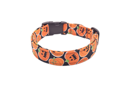 Halloween Jack-o-Lantern Dog Collar - Handmade by Kira's Pet Shop