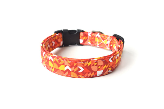 Orange Geometric Shapes Dog Collar - Handmade by Kira's Pet Shop