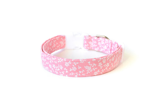 Pastel Pink Floral Dog Collar - Handmade by Kira's Pet Shop