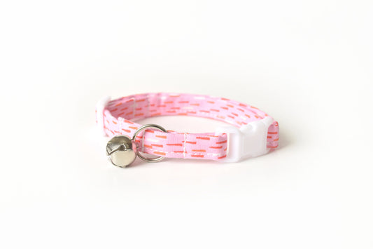 Pink Cat Collar - Pastel Pink Rain Breakaway Cat Collar - Handmade by Kira's Pet Shop