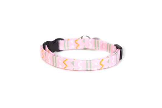 Pastel Pink Cat Collar - Pink Easter Breakaway Cat Collar - Handmade by Kira's Pet Shop