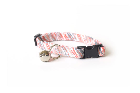 Modern Pink Cat Collar - Pink & Gray Paint Lines - Breakaway Cat Collar - Handmade by Kira's Pet Shop