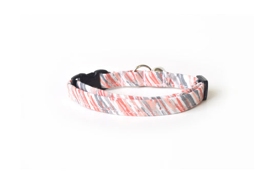 Modern Pink Cat Collar - Pink & Gray Paint Lines - Breakaway Cat Collar - Handmade by Kira's Pet Shop