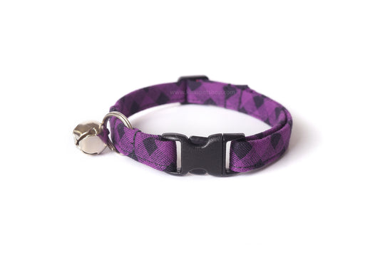 Purple & Black Plaid Cat Collar - Breakaway Cat Collar Handmade by Kira's Pet Shop