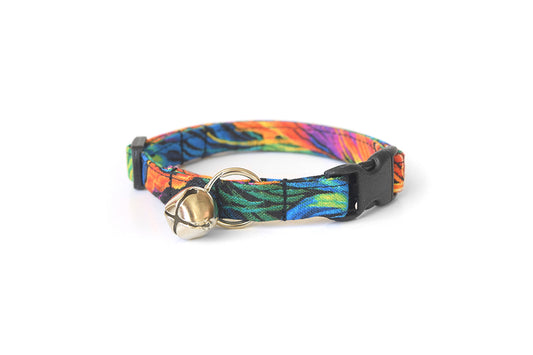 Rainbow Mane Breakaway Cat Collar - Colorful Rainbow Cat Collar - Handmade by Kira's Pet Shop