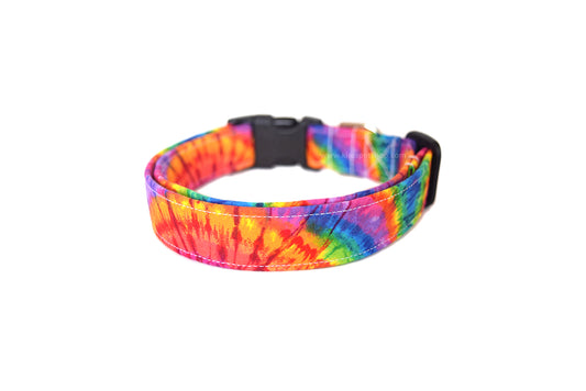 Rainbow Tie Dye Dog Collar - Handmade by Kira's Pet Shop