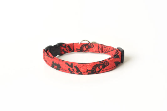 Red Southwest Cat Collar - Red & Black Tribal Breakaway Cat Collar - Handmade by Kira's Pet Shop