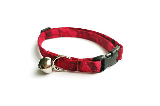 Ruby Red Crystal Breakaway Cat Collar - Red Cat Collar -Handmade by Kira's Pet Shop