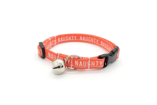 Red Cat Collar - Naughty Cat Collar - Naughty or Nice - Christmas Breakaway Cat Collar - Handmade by Kira's Pet Shop