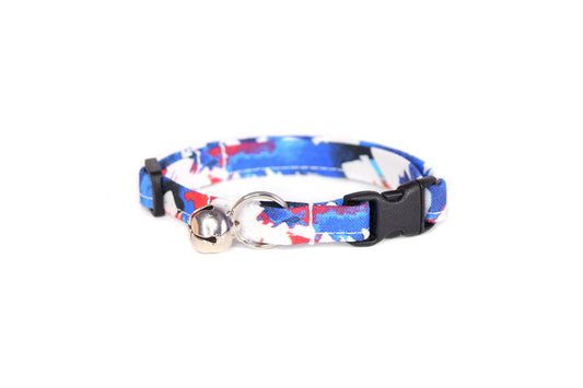 Red White & Blue Tie Dye Cat Collar - Patriotic Breakaway Cat Collar - 4th of July - Handmade by Kira's Pet Shop