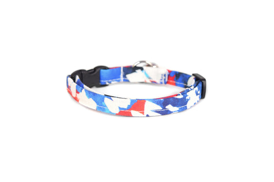 Red White & Blue Tie Dye Cat Collar - Patriotic Breakaway Cat Collar - 4th of July - Handmade by Kira's Pet Shop